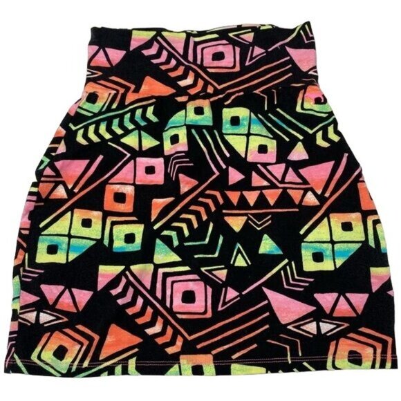Victoria Secret Pink Neon Black Retro Design Mini Skirt Size S - Picture 1 of 11